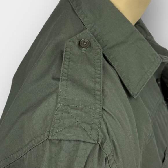 Propper Mens Large Tactical Ripstop Shirt Hidden YKK Zipper Mock Button Olive - Picture 8 of 11